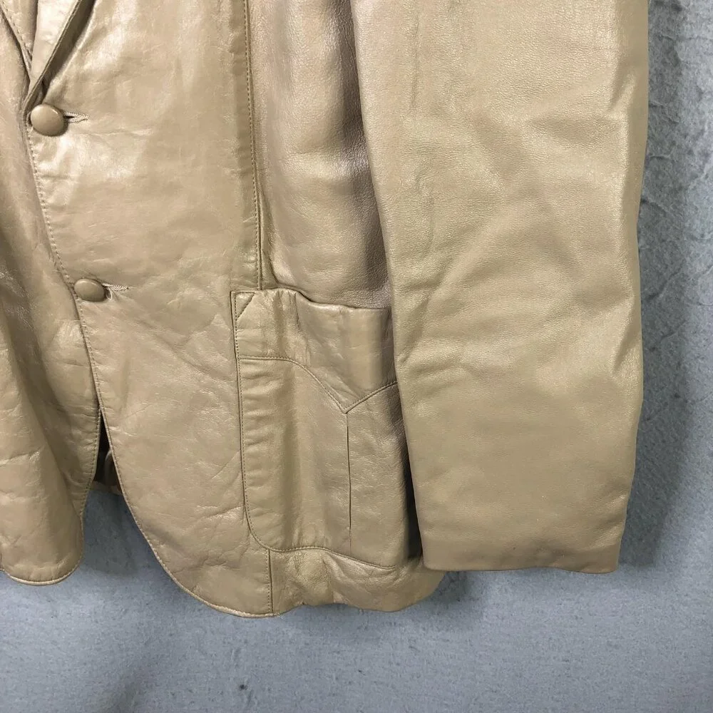 Continental Blazer Mens 44 Beige Leather Western Sport Coat Two Button USA